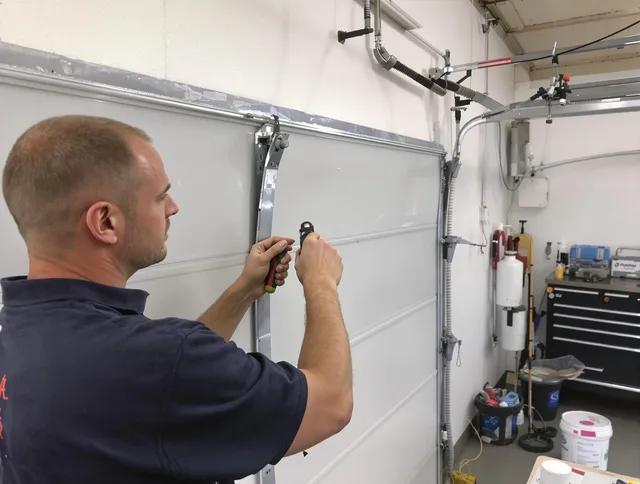 Before and after garage door dent repair by Pine Hills Garage Door Repair in Pine Hills