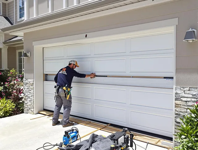 Pine Hills Garage Door Repair team performing complete garage door replacement at Pine Hills residence
