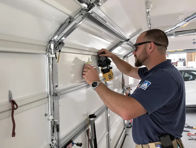 Pine Hills Garage Door Repair technician quieting a noisy garage door in Pine Hills