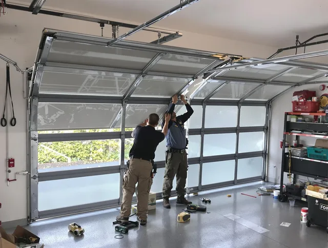 Pine Hills Garage Door Repair expert performing precise panel replacement on Pine Hills garage door